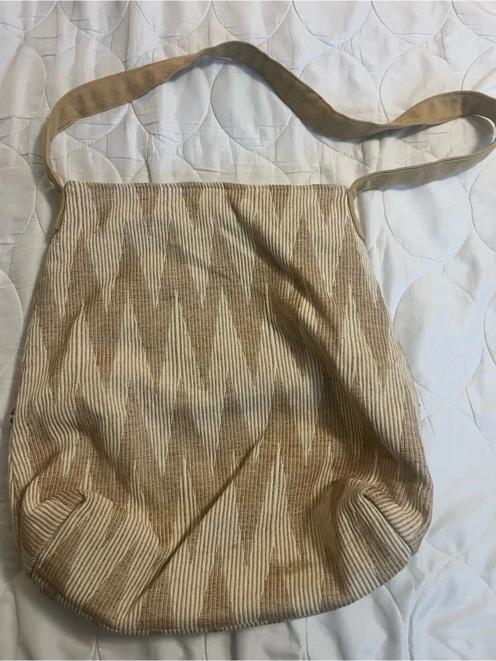 Scully Cream and Beige Embellished Shoulder Bag